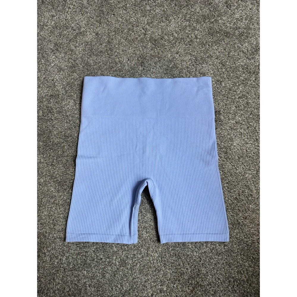 No Boundaries Ribbed High Waisted Biker Shorts Blue XS 0-2